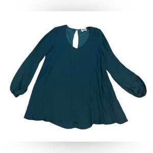 Show Me Your Mumu Green Teal Flowy Holiday Flared Sleeve Dress Tunic Womens XS